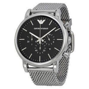 NWT Authentic Emporio Armani Classic Chronograph Black Dial Men's Watch